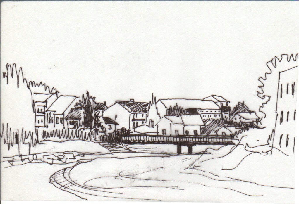 Drveni most na Jadru (crtež: Ljiljana Ljiljak)