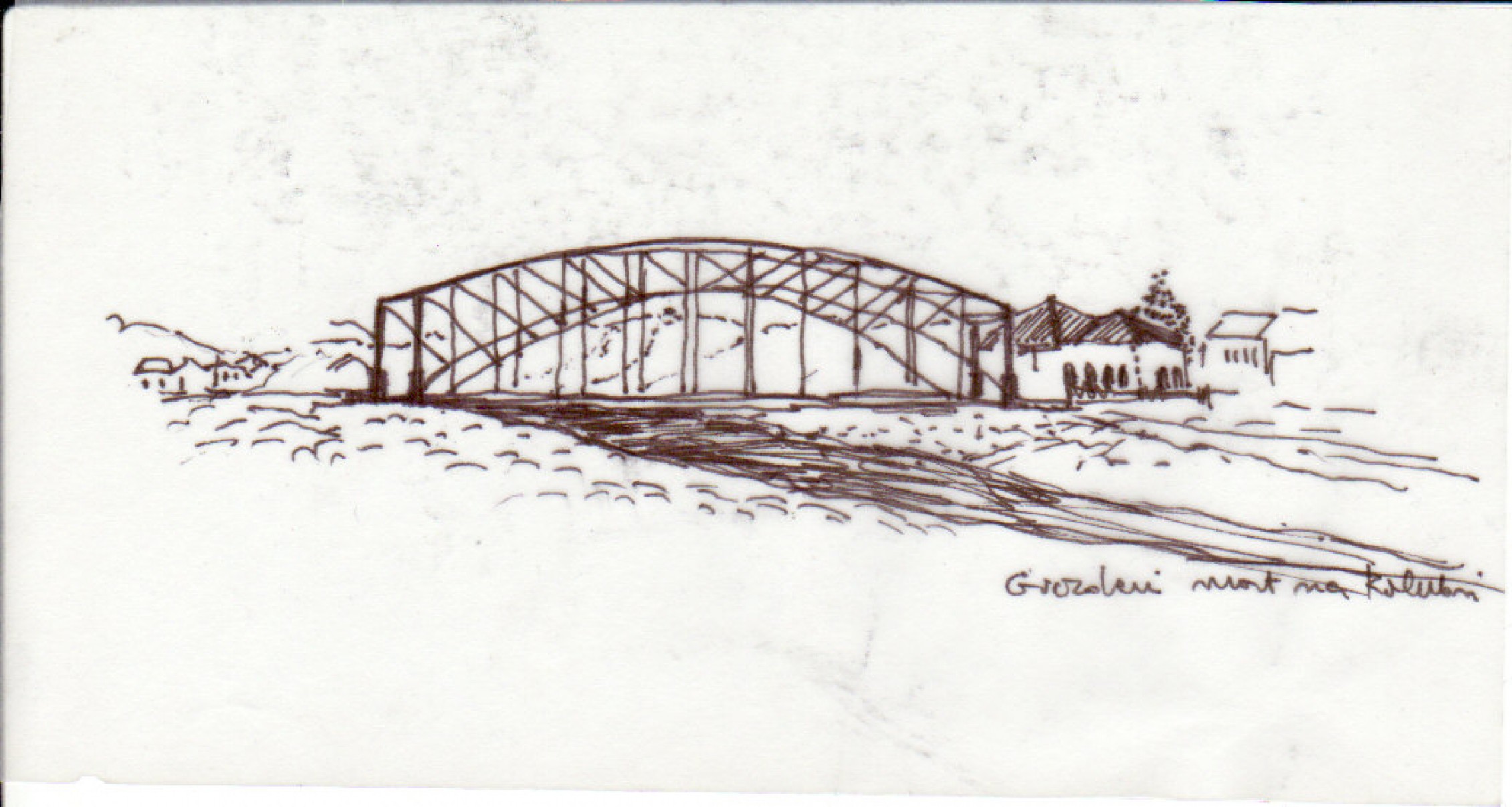 Gvozdeni most na Kolubari (crtež: Ljiljana Ljiljak)